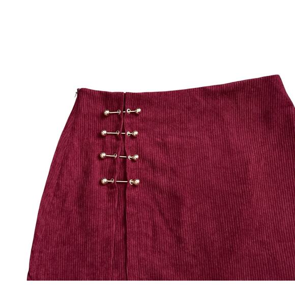 Shein Red Side Zip Corduroy Mini Skirt Size Small - Picture 3 of 5